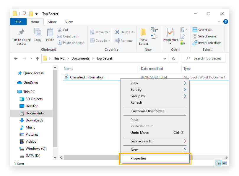 Password protect folder on sale windows 10